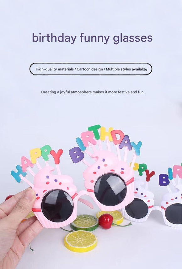 Blue Novelty Birthday Glasses - Fun Cake Design Party Props - Durable Plastic, Comfortable Fit, Unisex - Perfect for Kids and Adults Birthday Celebrations and Photo Booths