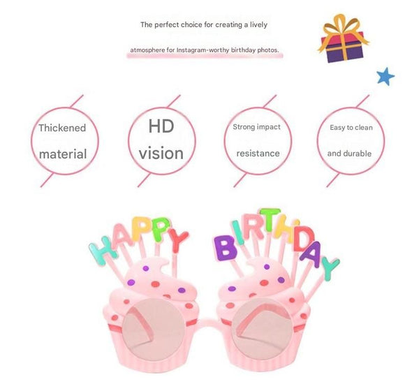 Blue Novelty Birthday Glasses - Fun Cake Design Party Props - Durable Plastic, Comfortable Fit, Unisex - Perfect for Kids and Adults Birthday Celebrations and Photo Booths