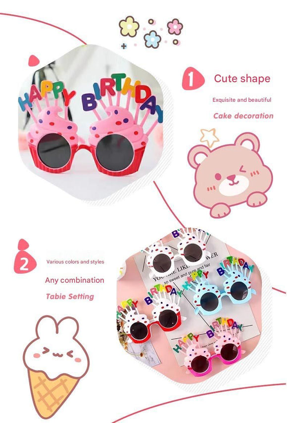 Blue Novelty Birthday Glasses - Fun Cake Design Party Props - Durable Plastic, Comfortable Fit, Unisex - Perfect for Kids and Adults Birthday Celebrations and Photo Booths