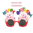 Red Pink Novelty Birthday Glasses - Fun Cake Design Party Props - Durable Plastic, Comfortable Fit, Unisex - Perfect for Kids and Adults Birthday Celebrations and Photo Booths-1