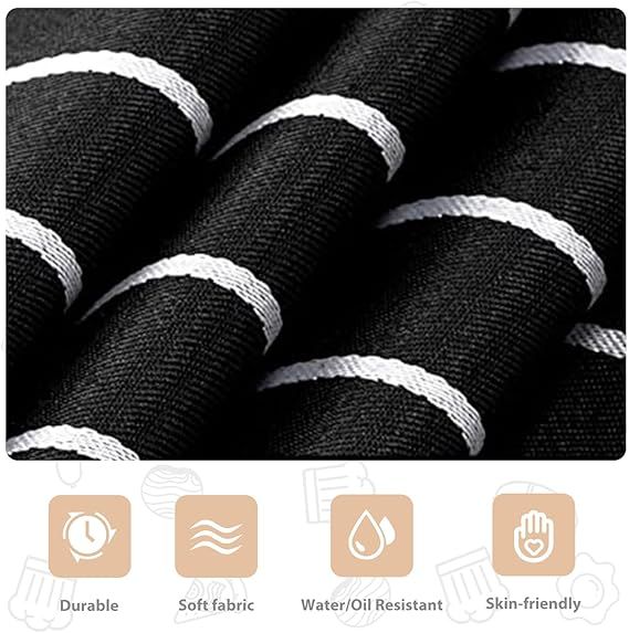 2-Pack Striped Adjustable Apron - Cross-Neck Bib Work Apron for Restaurant Catering Gardening(Gray fine stripes + black thick stripes)