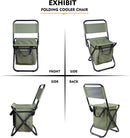 3-in-1 Green Large Portable Folding Camping Chair with Zippered Cooler Bag and 35*35cm Thick Plush Seat Cushion, Outdoor Fishing and Picnic Stool with Backrest and 25 *27 *18.5cm Insulated Storage Pocket-6