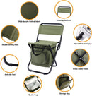 3-in-1 Blue Large Portable Folding Camping Chair with Zippered Cooler Bag and 35*35cm Thick Plush Seat Cushion, Outdoor Fishing and Picnic Stool with Backrest and 25 *27 *18.5cm Insulated Storage Pocket-3