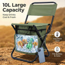 3-in-1 Camouflage Large Portable Folding Camping Chair with Zippered Cooler Bag and 35*35cm Thick Plush Seat Cushion, Outdoor Fishing and Picnic Stool with Backrest and 25 *27 *18.5cm Insulated Storage Pocket-4