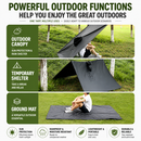 3-in-1 Blue Camping Rain Poncho / Outdoor Shelter Tarp / Ground Sheet (82.7 x 55 inch) with 2 Pairs Rain Shoe Covers - Large Backpack Coverage, Drawstring Hood and Carry Bag for Hiking Trekking Cycling Use-3
