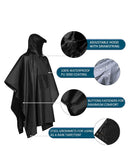 3-in-1 Brown Camping Rain Poncho / Outdoor Shelter Tarp / Ground Sheet (82.7 x 55 inch) with 2 Pairs Rain Shoe Covers - Large Backpack Coverage, Drawstring Hood and Carry Bag for Hiking Trekking Cycling Use-5