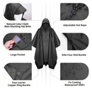 3-in-1 Grey Camping Rain Poncho / Outdoor Shelter Tarp / Ground Sheet (82.7 x 55 inch) with 2 Pairs Rain Shoe Covers - Large Backpack Coverage, Drawstring Hood and Carry Bag for Hiking Trekking Cycling Use-2