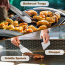 14PCS Stainless Steel BBQ Griddle Tool Kit with Carry Bag, Flat Top Grill Accessories Set for Blackstone and Camp Chef - 4 Grill Spatulas, Tong, Scraper, 2 Oil Bottles and Heart / Round Egg Rings for Outdoor Barbecue-4