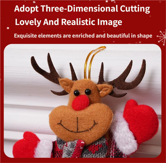 4-Piece Christmas Hanging Plush Ornaments Set - Khaki Santa Claus, Snowman, Reindeer & Bear Tree Decor, Christmas in July, Winter Christmas, Yulefest, Secret Santa Gift