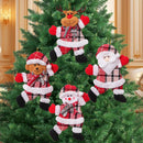 4-Piece Christmas Hanging Plush Ornaments Set - Bright Santa Claus, Snowman, Reindeer & Bear Tree Decor, Christmas in July, Winter Christmas, Yulefest, Secret Santa Gift-2