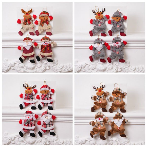 4-Piece Christmas Hanging Plush Ornaments Set - Bright Santa Claus, Snowman, Reindeer & Bear Tree Decor, Christmas in July, Winter Christmas, Yulefest, Secret Santa Gift