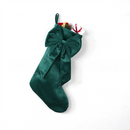 18 Inch Oversized Green Luxury Velvet Christmas Stocking with Bow & Loop, Fireplace Hanging Gift Bag, Holiday Mantel Decor and Present Holder-1
