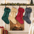 18 Inch Oversized Watermelon Red Luxury Velvet Christmas Stocking with Bow & Loop, Fireplace Hanging Gift Bag, Holiday Mantel Decor and Present Holder-4