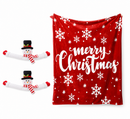 Christmas Flannel Throw Blanket and Snowman Curtain Tieback Set, 150x200cm Thick Fleece Sofa Blanket with 2 Plush Snowman Velcro Curtain Holders for Holiday Home Decor-1