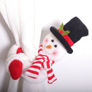 Christmas Flannel Throw Blanket and Snowman Curtain Tieback Set, 150x200cm Thick Fleece Sofa Blanket with 2 Plush Snowman Velcro Curtain Holders for Holiday Home Decor-4
