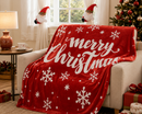 Christmas Flannel Throw Blanket and Santa Curtain Tieback Set, 150*130cm Thick Fleece Sofa Blanket with 2 Plush Santa Velcro Curtain Holders for Holiday Home Decor-3