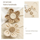 Beige Rustic Flower Curtain Tiebacks Set of 2, Handcrafted Fabric Daisy Curtain Holdbacks, No Drill Flexible Curtain Rope Buckles, Farmhouse Curtain Accessories for Sheer and Blackout Curtains-3