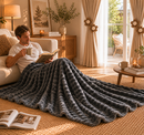 Grey Luxury Bubble Fleece Throw Blanket 180x200cm Sofa Couch Bed Blanket with FREE Pair of Flower Curtain Tiebacks, Soft Plush Textured Home Throw for Living Room Bedroom Decor-2