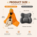 Carrot Hooded Blanket with Grey-green Memory Foam Lumbar Support Pillow, Cozy Wearable Throw Blanket and Ergonomic Back Cushion Set for Office, Home, Study and Relaxation-5