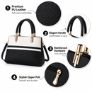 Large Capacity Color Block PU Leather Handbag, Square Shoulder Crossbody Bag with Bottom Rivets & Multi‑Pocket Storage for Daily Casual Use, Black and White 29 x 21 x 14CM-2