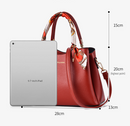 Dark Blue Large Capacity Lychee PU Leather Tote Handbag - Elegant Women's Satchel Crossbody Bag with Blue Silk Scarf & Mental Leaf Pendant Decor-5