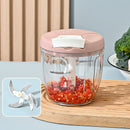 Pink Manual Pull String Food Chopper - 900ml Extra Large Vegetable Cutter, Garlic Mincer & Baby Food Processor-1