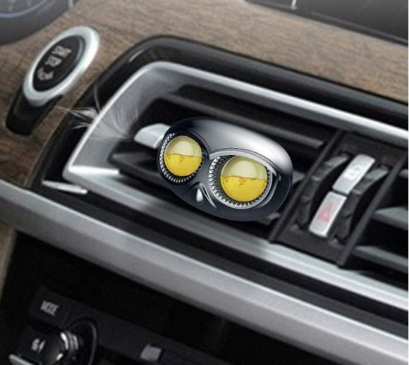 Gun Grey Owl Car Air Vent Perfume Ornament with Rotatable Clip - Refillable Fragrance System & Premium Alloy Interior Decor