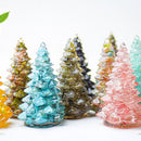 Colourful Cat eye Resin Crystal Christmas Tree Ornament - 55 x 87mm Decorative Mixed Gemstone Style Tabletop Tree for Festive Home Decor Gift Giving-2