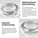 Rotating Orbit Planet Ring with Zirconia Crystal- US Size 7 Silver Tone Statement Ring, Celestial Saturn Inspired Jewellery for Women's Everyday Wear and Gifts-4
