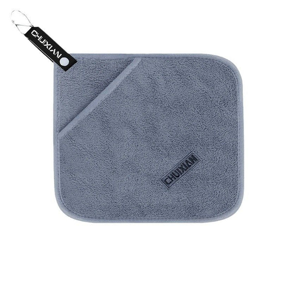 2 Pack Microfibre Fishing Towel with Overlapping Pocket & Carabiner Clip - 24 x 24cm Thickened Absorbent Fish Handling Cloth for Lure Fishing and Outdoor Angling