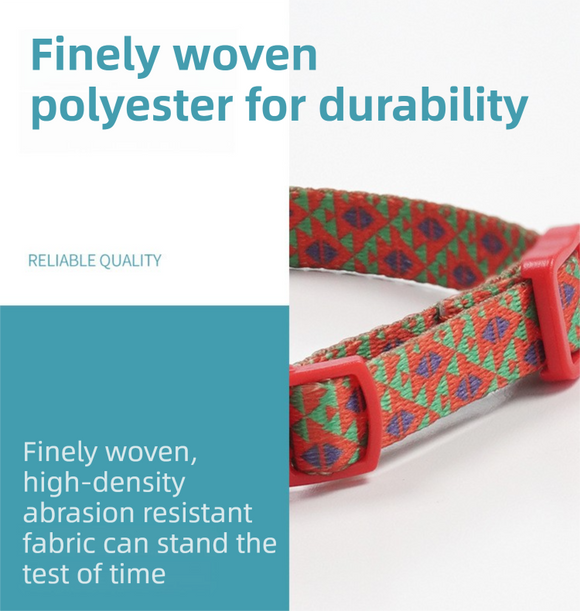 Style 1 Adjustable Anti-suffocation Cat Collar with Bell (15 to 30cm) -  Lightweight Printed Kitten Breakaway Neck Collar, Quick Release Safety Buckle, Colourful Pet Accessories, Style 1