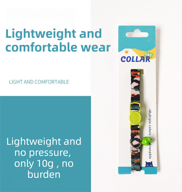 Style 6 Adjustable Anti-suffocation Cat Collar with Bell (15 to 30cm) -  Lightweight Printed Kitten Breakaway Neck Collar, Quick Release Safety Buckle, Colourful Pet Accessories, Style 1