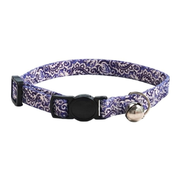 Style 8 Adjustable Anti-suffocation Cat Collar with Bell (15 to 30cm) -  Lightweight Printed Kitten Breakaway Neck Collar, Quick Release Safety Buckle, Colourful Pet Accessories, Style 1