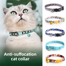 Style 8 Adjustable Anti-suffocation Cat Collar with Bell (15 to 30cm) -  Lightweight Printed Kitten Breakaway Neck Collar, Quick Release Safety Buckle, Colourful Pet Accessories, Style 1-2