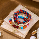 Colorful Bohemian Layered Beach Bracelet Set (Boxed) - 8 PCS Women's Stackable Clay Beaded Bracelets with Cowrie Shells & Starfish Charm, Eco-Friendly Coastal Summer Holiday Jewellery-1