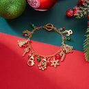 #3 Christmas Charm Colourful Beaded Bracelet for Women (Boxed) - Zinc Alloy Holiday Jewellery Gift with Christmas Tree, Santa Claus, Snowflake and Snowman Pendants-1