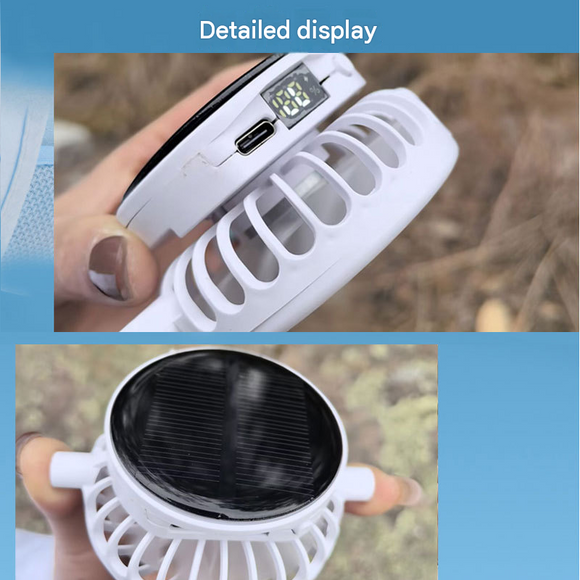 Khaki Solar Powered Fan Hat - Breathable Mesh Cap with USB Rechargeable Cooling Fan, LED Display, Adjustable Brim for Outdoor Fishing Camping Hiking Summer Heat Relief