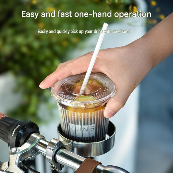 Silver Aluminium Alloy Bicycle Cup Holder - Adjustable Handlebar Mount for Coffee Bottles, Universal Drink Rack for E-Bikes Motorcycles Road Bikes