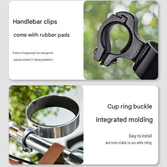 Silver Aluminium Alloy Bicycle Cup Holder - Adjustable Handlebar Mount for Coffee Bottles, Universal Drink Rack for E-Bikes Motorcycles Road Bikes