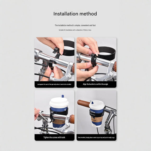 Silver Aluminium Alloy Bicycle Cup Holder - Adjustable Handlebar Mount for Coffee Bottles, Universal Drink Rack for E-Bikes Motorcycles Road Bikes