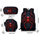 Style 2 3 Piece Spider Print School Bag Set - Large Capacity Polyester Backpack, Insulated Lunch Bag and Pencil Case - Lightweight Student Bookbag with Side Pocket for Boys Teens Kids-2