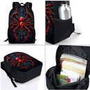 Style 2 3 Piece Spider Print School Bag Set - Large Capacity Polyester Backpack, Insulated Lunch Bag and Pencil Case - Lightweight Student Bookbag with Side Pocket for Boys Teens Kids-3