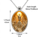Pattern 2 Christian  Scene Pendant Necklace - Silver Oval Alloy Glass Charm 4.5x3cm on 50cm Chain - Religious Faith Gift for Women Men-4