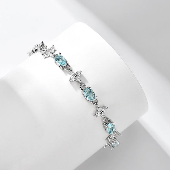 Blue Zircon Tennis Bracelet -Adjustable Extender, Elegant Crystal Jewelry Gift for Women