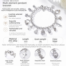 Silver Tone Multi-Charm Bracelet for Women - 13-Piece Cross Heart Moon Drop Pendant Chain Jewelry, Dainty Adjustable Fashion Gift-2
