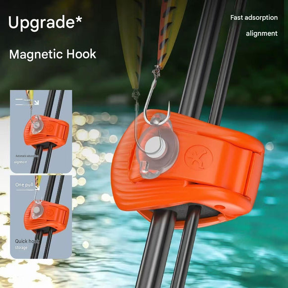 2 Pack Black Magnetic Fishing Rod Holder Clip -  ABS Lure Rod Fastener with EVA Padding and Magnetic Hook Keeper for Kayak and Boat Storage