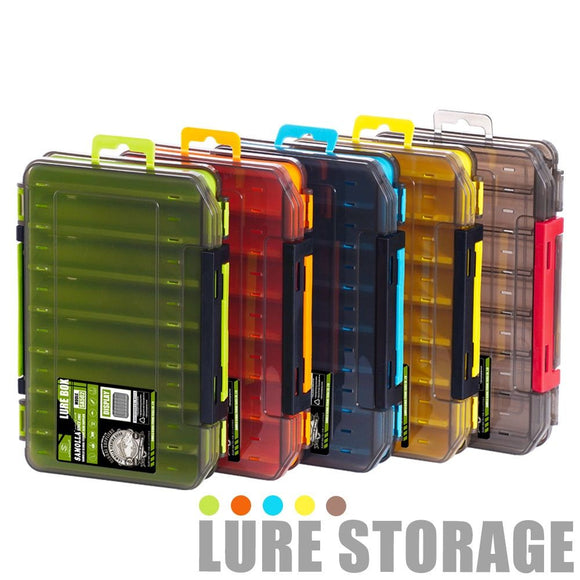 Black Large Size 19.8cm Fishing Lure Storage Box - Double Sided PP Tackle Organizer with Drainage System - Durable Hard Case for Minnows, Crankbaits, Hooks