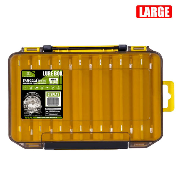 Yellow Large Size 19.8cm Fishing Lure Storage Box - Double Sided PP Tackle Organizer with Drainage System - Durable Hard Case for Minnows, Crankbaits, Hooks