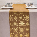 Golden Festive Snowflake-Print Christmas Table Runner - 28x200cm Polyester Table Decoration, Ideal for Christmas Parties and Home Decor-1