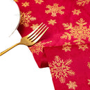 Golden Festive Snowflake-Print Christmas Table Runner - 28x200cm Polyester Table Decoration, Ideal for Christmas Parties and Home Decor-3